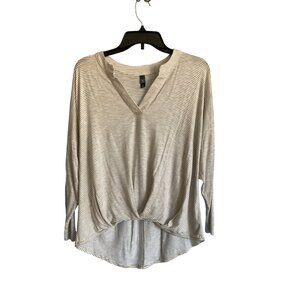 Alya Women's Soft High-Low Over-Sized Gray Pinstripe Pullover Top Size S